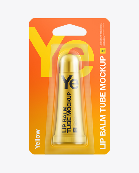 Download Lip Gloss Tube w/ Blister Mockup in Tube Mockups on Yellow Images Object Mockups