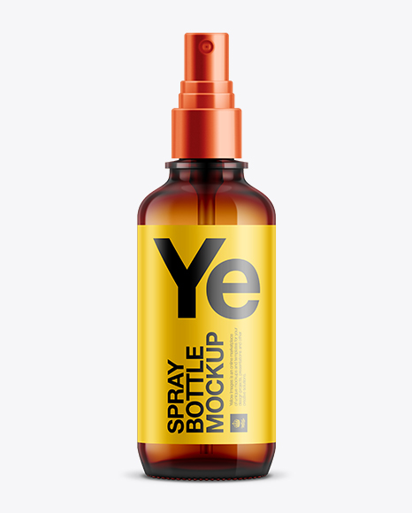 Download Amber Spray Bottle With Box Psd Mockup Yellowimages