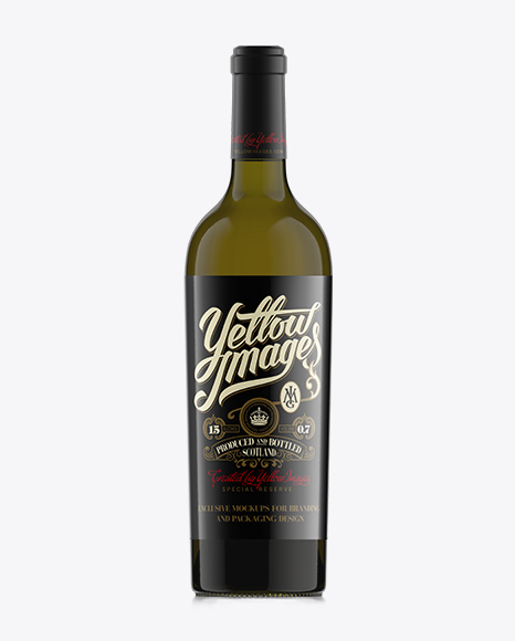75cl Aleka Antique Green Bottle W/ White Wine Mockup