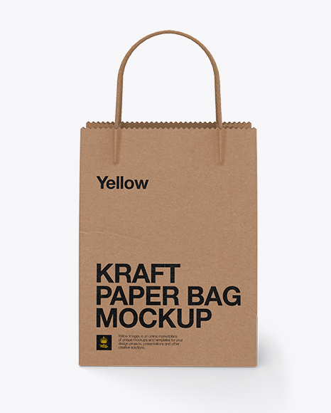 Kraft Bag W Twisted Paper Handles Mockup In Bag Sack Mockups On Yellow Images Object Mockups