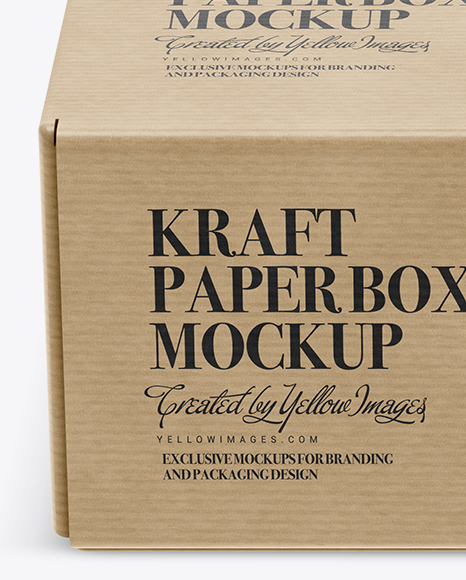 Download Kraft Paper Box Mockup High Angle Shot In Box Mockups On Yellow Images Object Mockups PSD Mockup Templates