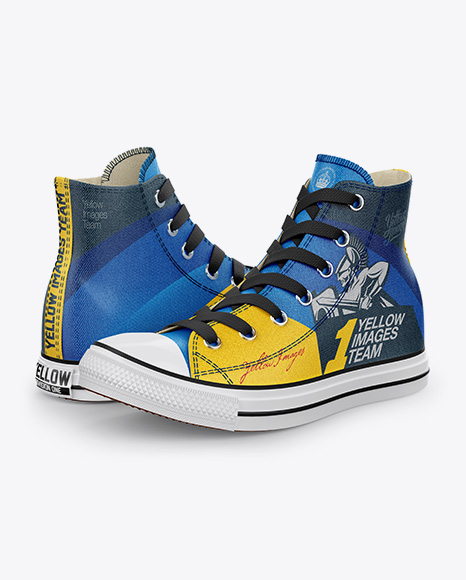 Download 2 High Top Canvas Sneakers Mockup Half Side View In Apparel Mockups On Yellow Images Object Mockups