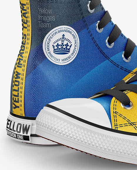 Download 2 High Top Canvas Sneakers Mockup Half Side View In Apparel Mockups On Yellow Images Object Mockups PSD Mockup Templates