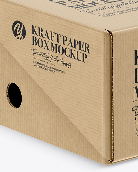 Kraft Paper Box Mockup   Half Side View (High Angle Shot) PSD #2