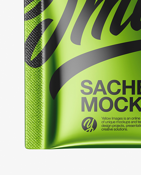 Matte Metallic Sachet Mockup In Sachet Mockups On Yellow Images Object Mockups