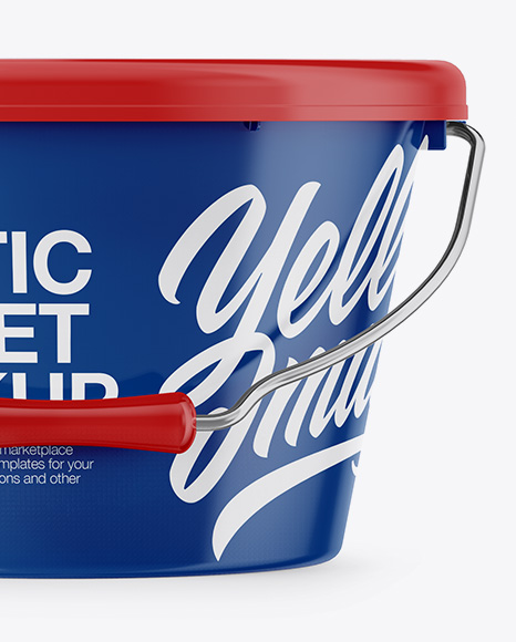 Plastic Bucket Mockup - Front View in Bucket & Pail Mockups on Yellow Images Object Mockups