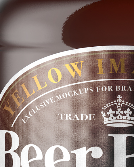 330ml Amber Glass Lager Beer Bottle with Foil Mockup PSD #1