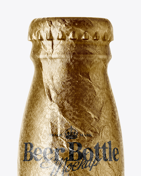 330ml Amber Glass Lager Beer Bottle with Foil Mockup PSD #6
