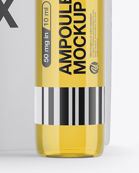 Glass Ampoule With Liquid & Box Mockup