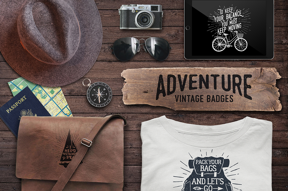 Download Free Adventure Hand Drawn Vintage Badges Part 2 In Logo Templates On Yellow Images Creative Store PSD Mockup Template
