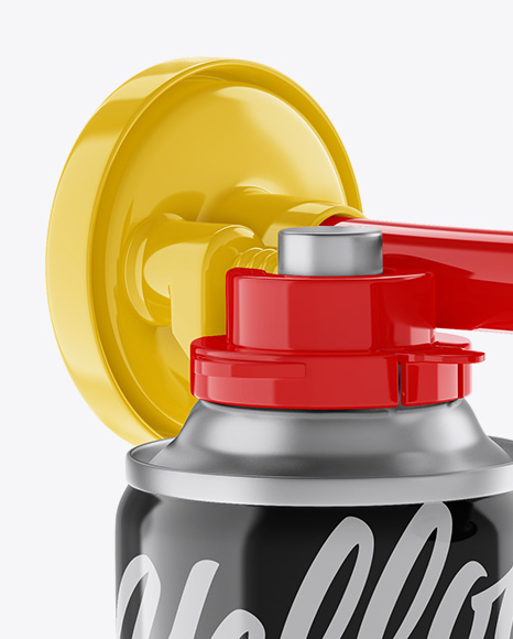 Portable Air Horn Glossy Can Mockup - Half Side View in Object Mockups