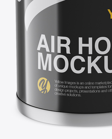 Portable Air Horn Glossy Can Mockup - Half Side View in Object Mockups