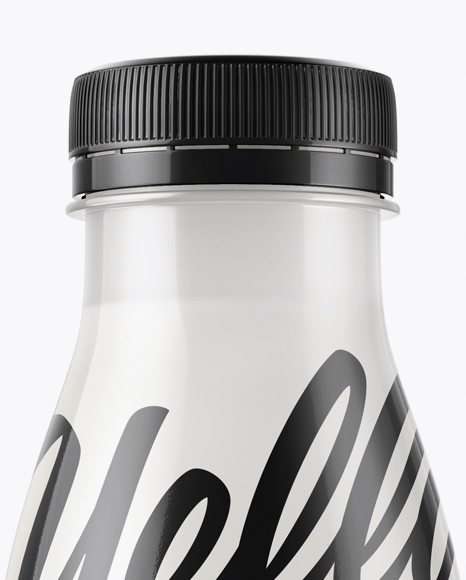 Glossy Plastic Dairy Bottle With Paper Label Mockup PSD #5