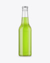 330ml Clear Glass Bottle with Green Drink Mockup