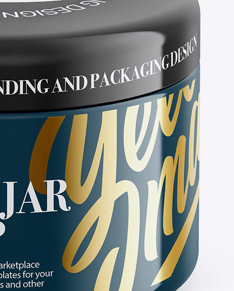 Glossy Plastic Cosmetic Jar Mockup   Front View (High Angle Shot) PSD #1