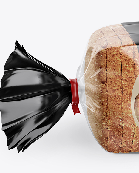 Glossy Transparent Bread Package With Clip Mockup   Half Side View (High Angle Shot) PSD #3