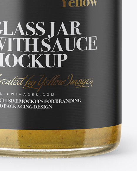 Download Glass Jar With Sauce Mockup In Jar Mockups On Yellow Images Object Mockups PSD Mockup Templates