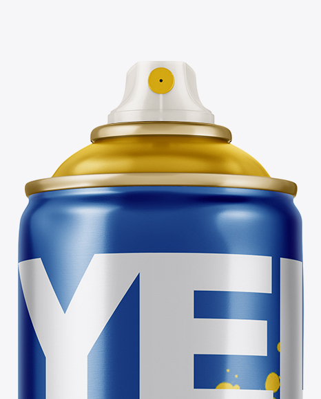 Metallic Spray Can Without Cap Mockup Front View In Can Mockups On Yellow Images Object Mockups