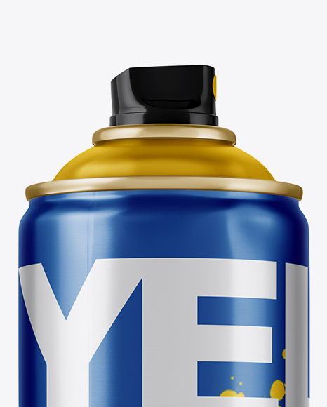 Download Metallic Spray Can Without Cap Mockup - Side View in Can Mockups on Yellow Images Object Mockups