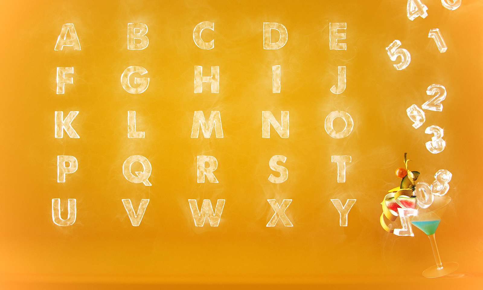 Download Ice 3d Alphabet In Graphics On Yellow Images Creative Store PSD Mockup Templates