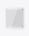 Square Glass Nameplate With Round Corners Mockup - Half Side View