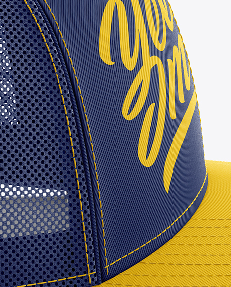 Download Trucker Cap Mockup Side View In Apparel Mockups On Yellow Images Object Mockups