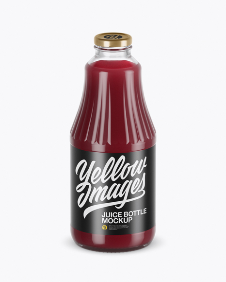 Clear Glass Berry Juice Bottle Mockup (High-Angle Shot)