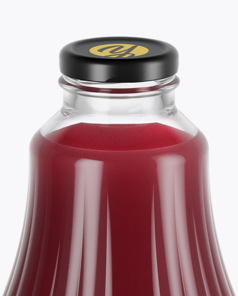 Clear Glass Berry Juice Bottle Mockup (High-Angle Shot)