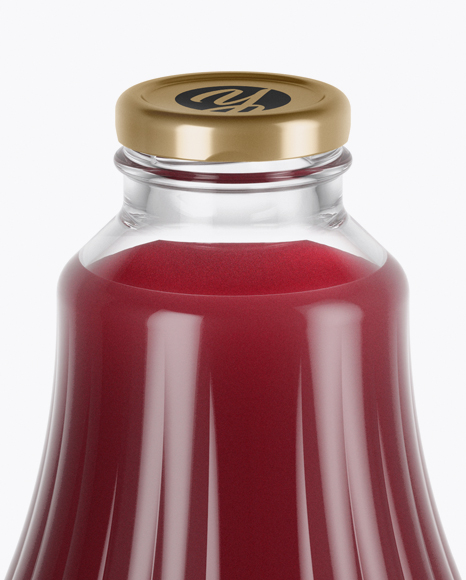 Clear Glass Berry Juice Bottle Mockup (High-Angle Shot) - Free Download