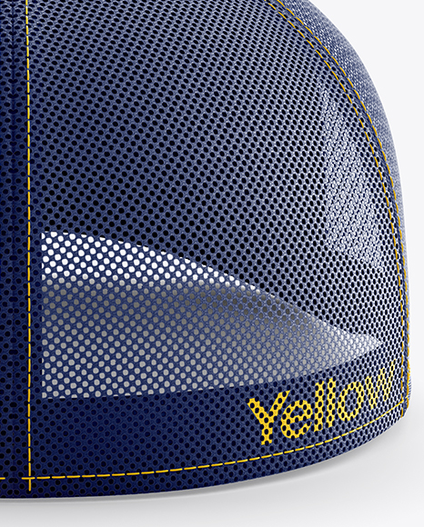 Download Trucker Cap Mockup Back View In Apparel Mockups On Yellow Images Object Mockups