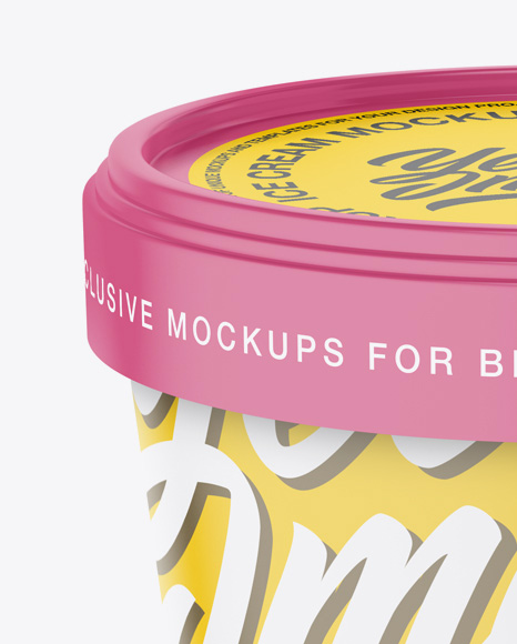 Download Matte Ice Cream Tub Mockup High Angle View In Pot Tub Mockups On Yellow Images Object Mockups Yellowimages Mockups