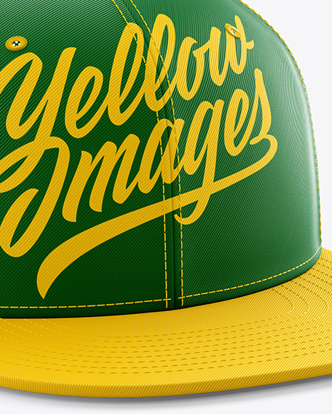 Download Trucker Cap With Flat Visor Mockup Half Side View In Apparel Mockups On Yellow Images Object Mockups