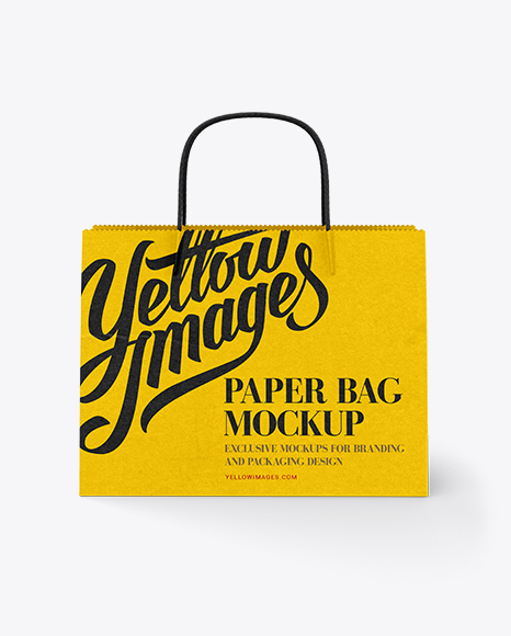 Wide Paper Bag Front View Mockup In Bag Sack Mockups On Yellow Images Object Mockups