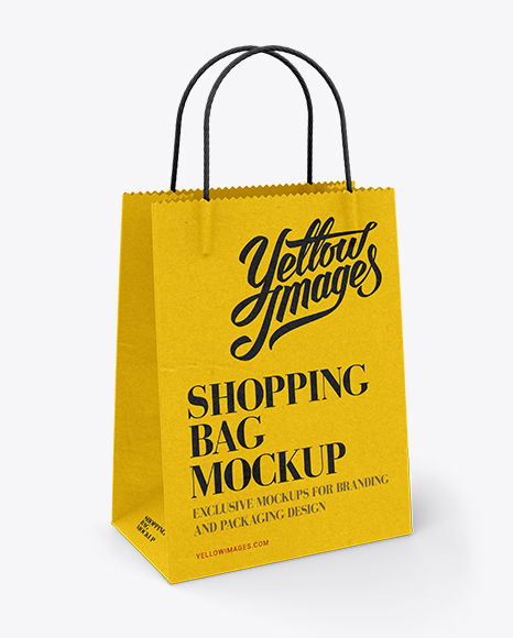 Download White Paper Shopping Bag Half Side View Mockup In Bag Sack Mockups On Yellow Images Object Mockups PSD Mockup Templates