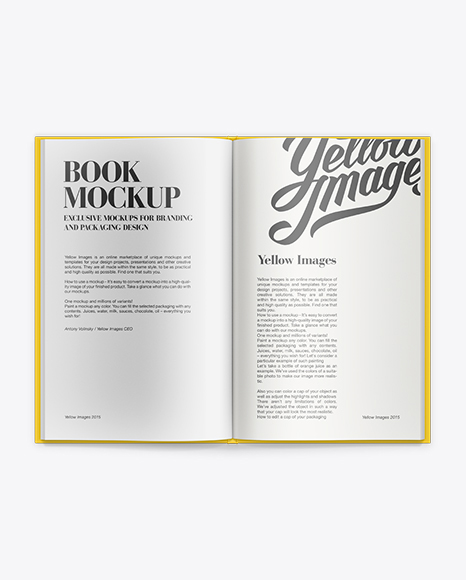 Download Hardcover Book Mockup In Stationery Mockups On Yellow Images Object Mockups PSD Mockup Templates