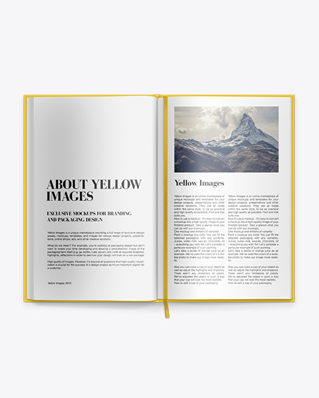 Download Hardcover Book Mockup In Stationery Mockups On Yellow Images Object Mockups PSD Mockup Templates