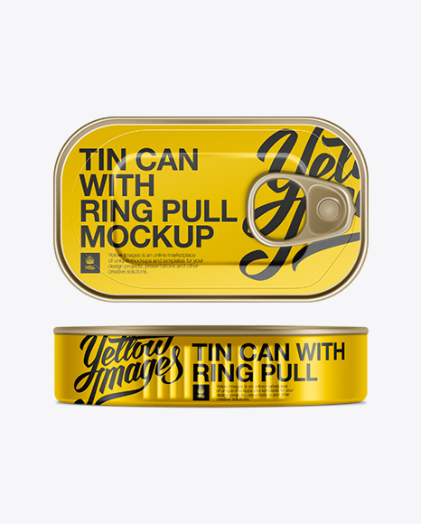 Download Tin Can W Pull Tab Mockup In Can Mockups On Yellow Images Object Mockups PSD Mockup Templates