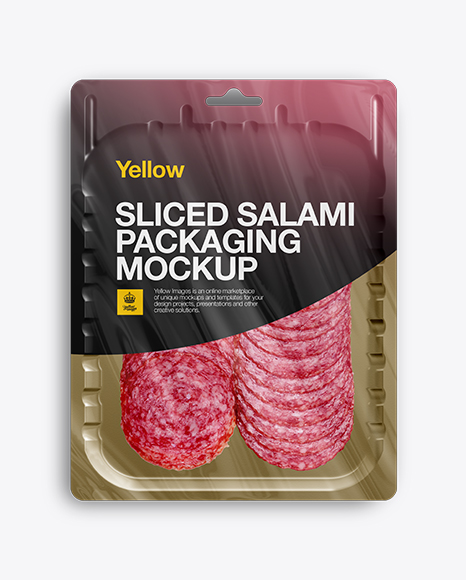 Download Vacuum Tray W Sliced Winter Salami Mock Up In Tray Platter Mockups On Yellow Images Object Mockups