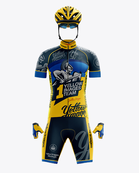 Download Full Men S Cycling Kit Mockup Front View In Apparel Mockups On Yellow Images Object Mockups