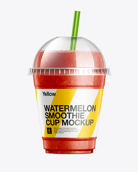 Smoothie Cup with Straw Mockup Stock Template