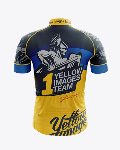 Download Men S Cycling Jersey Mockup Back View In Apparel Mockups On Yellow Images Object Mockups PSD Mockup Templates