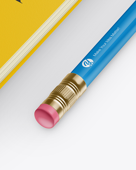 Download Notebook & Pencil Mockup - Half Side View (High Angle Shot ...