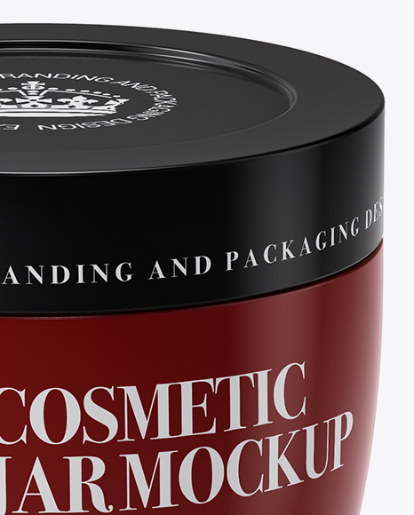 Glossy Cosmetic Jar Mockup (High-Angle Shot)