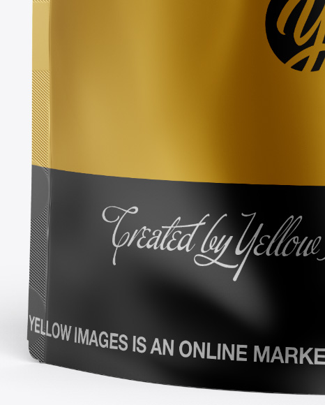 Download Metallic Stand Up Pouch Mockup Front View In Pouch Mockups On Yellow Images Object Mockups