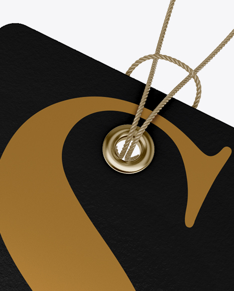 Two Textured Paper Label W  Round Corners   Rope Mockup PSD #1