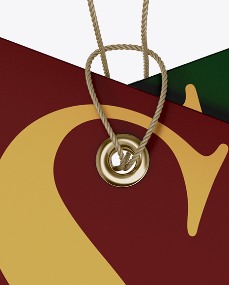 Two Paper Labels W  Round Corners   Rope Mockup PSD #2