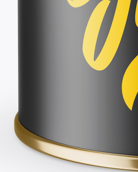Metallic Storage Jar with Paper Label Mockup (High Angle Shot) PSD #1