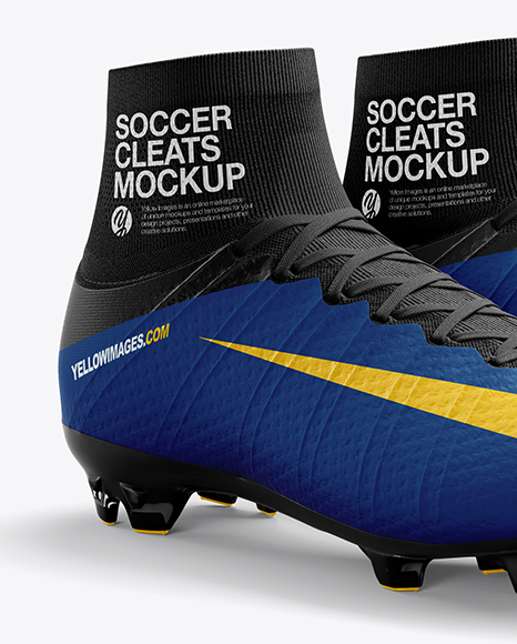 Download Cuffed Soccer Cleats Mockup Half Side View In Apparel Mockups On Yellow Images Object Mockups PSD Mockup Templates