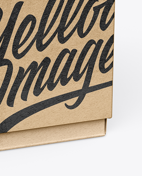 Kraft Paper Box Mockup - Half Side View (High-Angle Shot)