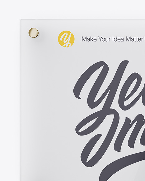 Horizontal Frosted Glass Nameplate Mockup   Front View PSD #2